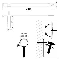 Uchwyt szybkiego montażu paskowy z kołkiem UMSPK-12 (50 szt.)