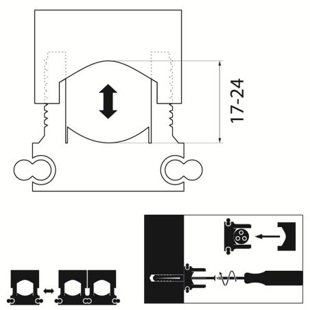 Uchwyt montażowy kablowy zatrzaskowy łączeniowy UM-24 czarny (50 szt.)