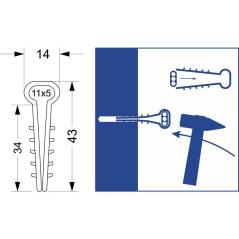 Uchwyt do przewodów szybkiego montażu, kablowy - płaski USMP-2 (100 szt.)