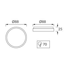 Oprawa sufitowa podtynkowa SLIM LED C 3W biała 2700K