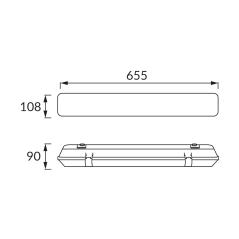 Oprawa hermetyczna pyłoszczelna do tub LED HERMAN 2x18W 2x60cm IP65 szara