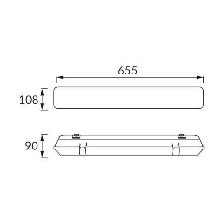Oprawa hermetyczna pyłoszczelna do tub LED HERMAN 2x18W 2x60cm IP65 szara