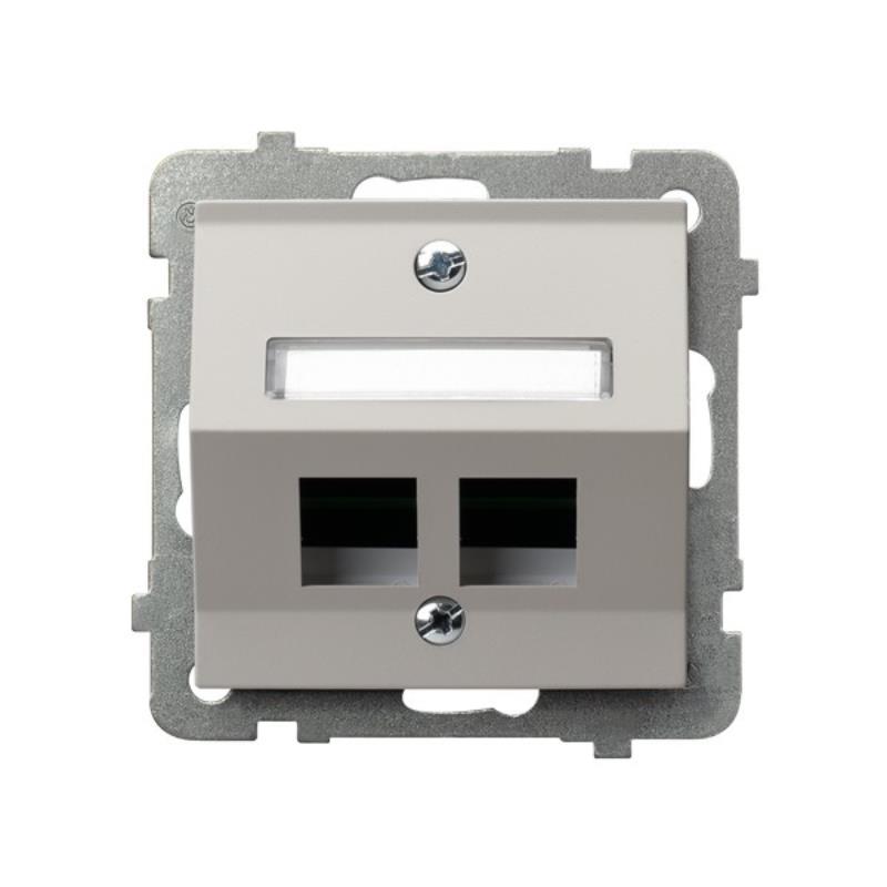 Ospel Sonata kaszmir - obudowa gniazda podwójnego typu Keystone skośna GPK-2RS/p/82