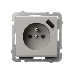 Ospel Sonata kaszmir - gniazdo z uziemieniem + USB GP-1RZPUSB/m/82