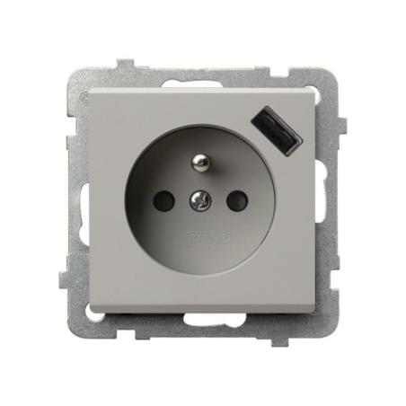 Ospel Sonata kaszmir - gniazdo z uziemieniem + USB GP-1RZPUSB/m/82