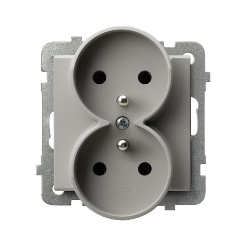 Ospel Sonata kaszmir - gniazdo podwójne (+0) do ramki GP-2RRZ/m/82