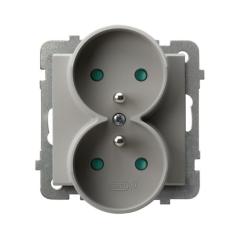 Ospel Sonata kaszmir - gniazdo podwójne (+0) do ramki z przesłonami GP-2RRZP/m/82