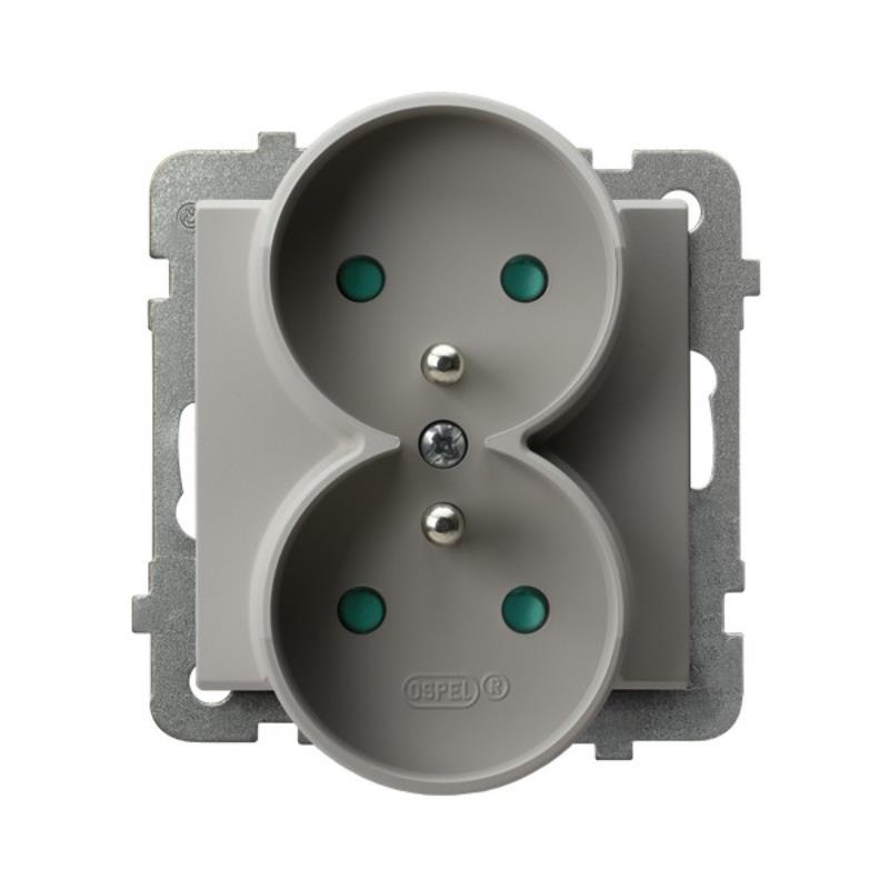 Ospel Sonata kaszmir - gniazdo podwójne (+0) do ramki z przesłonami GP-2RRZP/m/82 Ospel Sonata kaszmir - gniazdo podwójne (+0) do ramki z przesłonami GP-2RRZP/m/82