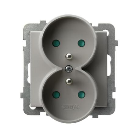 Ospel Sonata kaszmir - gniazdo podwójne (+0) do ramki z przesłonami GP-2RRZP/m/82