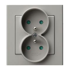 Ospel Sonata kaszmir - gniazdo podwójne (+0) z przesłonami GP-2RZP/82