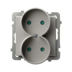 Ospel Sonata kaszmir - gniazdo podwójne do ramki z przesłonami GP-2RRP/m/82