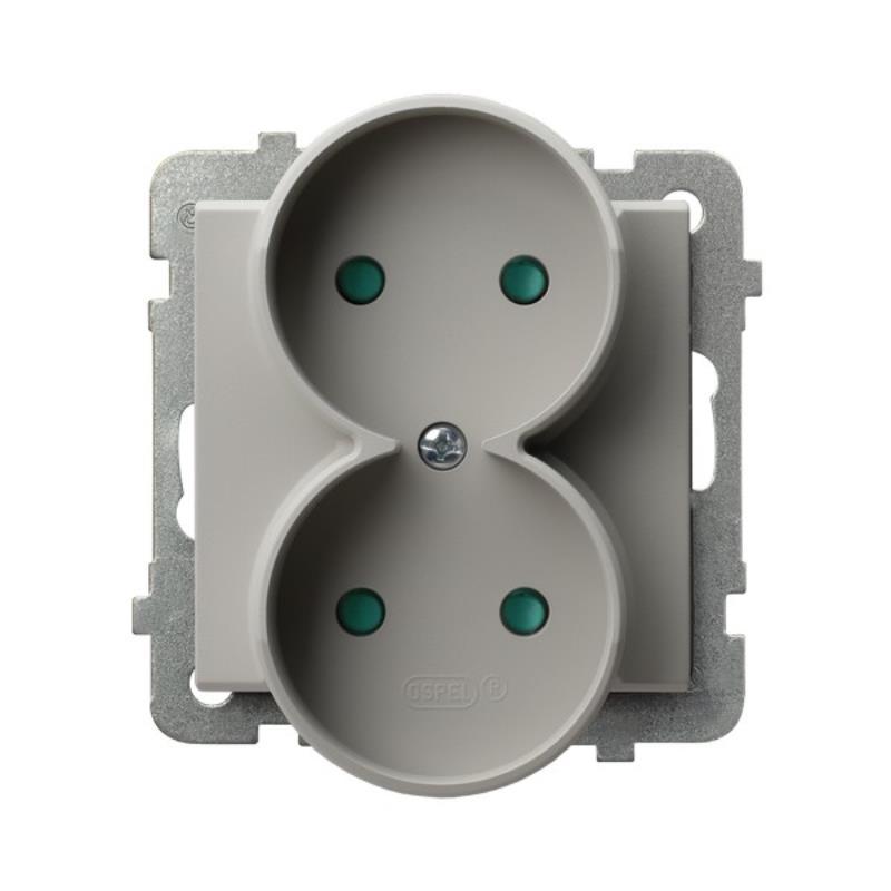 Ospel Sonata kaszmir - gniazdo podwójne do ramki z przesłonami GP-2RRP/m/82