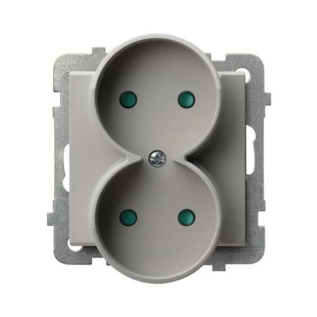 Ospel Sonata kaszmir - gniazdo podwójne do ramki z przesłonami GP-2RRP/m/82