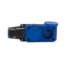 Gniazdo gumowe, listwa 2x230V 16A IP54 niebieskia