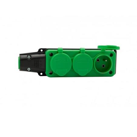 Gniazdo gumowe, listwa  3x230V 16A IP54 zielona