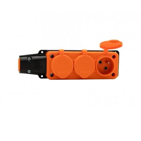 Gniazdo gumowe, listwa  3x230V 16A IP54 pomarańczowa