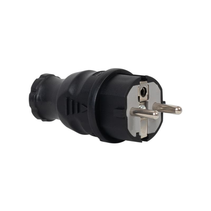 Wtyczka gumowa NOVA 230V 16A IP44 czarna