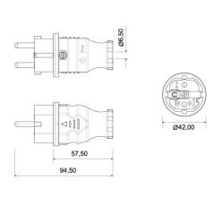 Wtyczka gumowa NOVA 230V 16A IP44 pomarańczowa