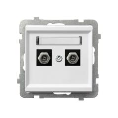 Ospel Sonata biały mat - gniazdo antenowe podwójne typu F GPA-2RF/m/75