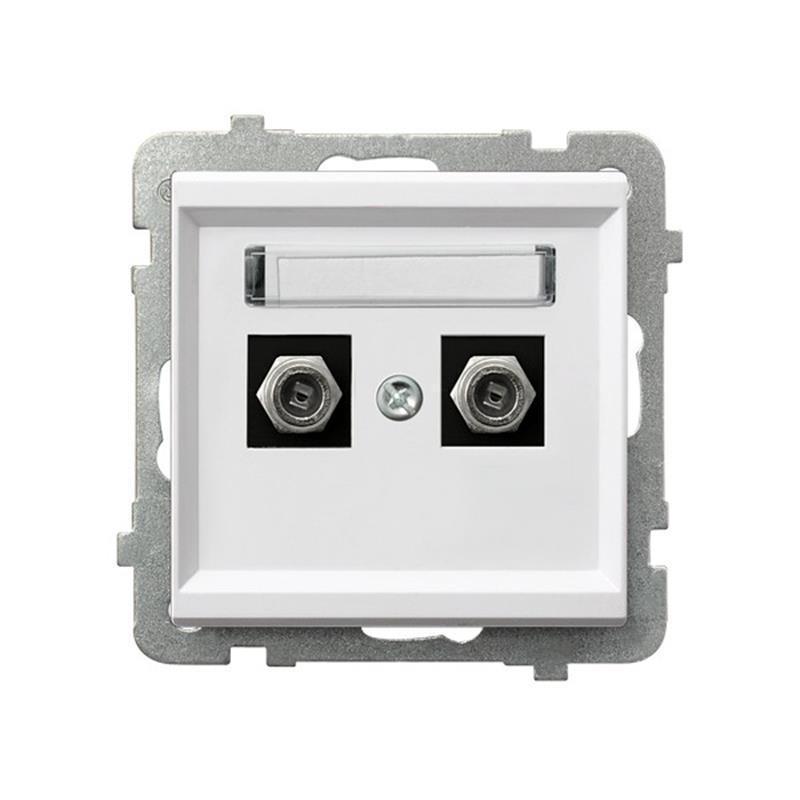 Ospel Sonata biały mat - gniazdo antenowe podwójne typu F GPA-2RF/m/75 Ospel Sonata biały mat - gniazdo antenowe podwójne typu F GPA-2RF/m/75