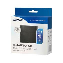 Dzwonek elektromechaniczny dwutonowy QUARTO 230V czarny OR-DP-MR-149/B Orno