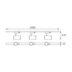 Oprawa do szynoprzewodu (3 szt.) + szynoprzewód SOFIA 3xGU10 czarna