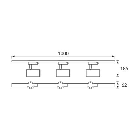 Oprawa do szynoprzewodu (4 szt.) + szynoprzewód LUTER 4xGU10 czarna