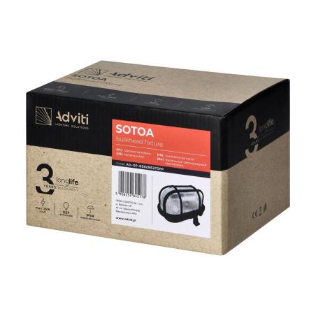 SOTOA, oprawa oświetleniowa, E27, max. 15W, IP54, klosz szklany, osłona plastikowa, czarna