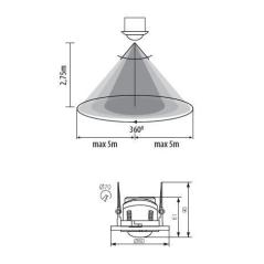 Czujnik ruchu sufitowy do zabudowy MERGE ADJ-O biały