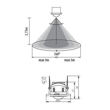 Czujnik ruchu sufitowy do zabudowy MERGE ADJ-O biały