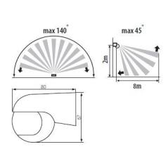 Czujnik ruchu ścienny ALER MINI-W biały