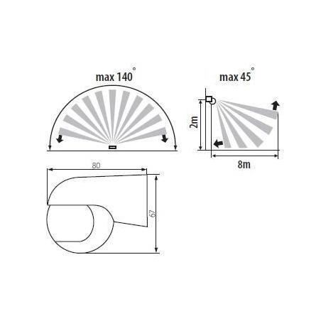 Czujnik ruchu ścienny ALER MINI-W biały