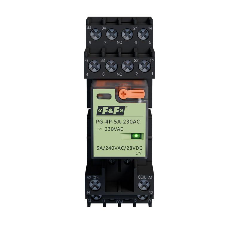 Zestaw - Przekaźnik interfejsowy z gniazdem PG 4P 5A 230V AC