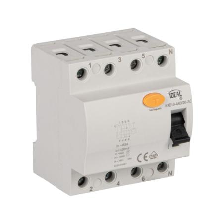 Wyłącznik różnicowoprądowy KRD10 4P 63A 30mA AC Ideal
