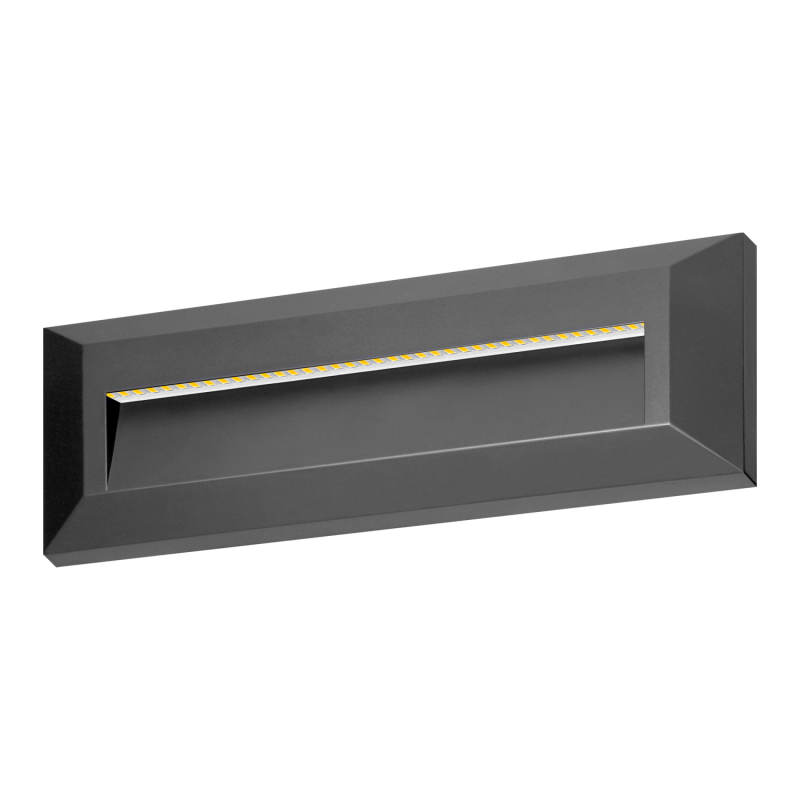 KIBO LED 1,5W, lampa elewacyjna, 150lm, IP65, 4000K, prostokątna, szara