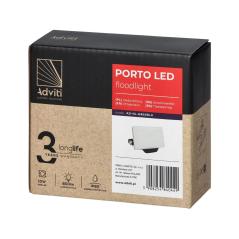 PORTO LED 10W naświetlacz bezramkowy, 800lm, IP65, 4000K, aluminium + poliwęglan