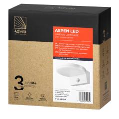 ASPEN LED 15W, oprawa ogrodowa z czujnikiem ruchu PIR, 1300lm, IP65, 4000K, biała