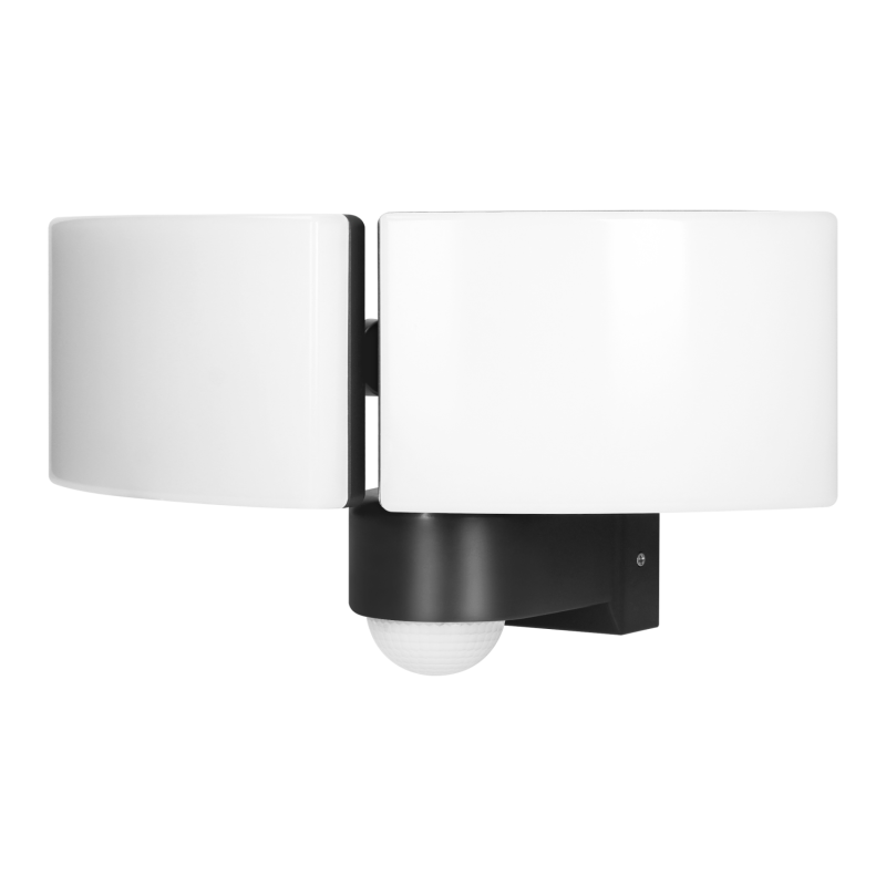 TOS DUO LED 2x20W podwójny naświetlacz ogrodowy z PIR, 2x1600lm, IP65, 4000K, PC, czarna