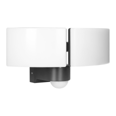 TOS DUO LED 2x20W podwójny naświetlacz ogrodowy z PIR, 2x1600lm, IP65, 4000K, PC, szary