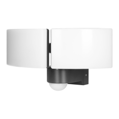 TOS DUO LED 2x20W podwójny naświetlacz ogrodowy z PIR, 2x1600lm, IP65, 4000K, PC, szary