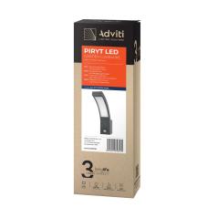 PIRYT LED 10W, oprawa ogrodowa z czujnikiem ruchu 140st, 850lm, IP54, 4000K, szara