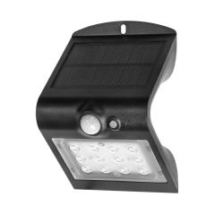 SILOE LED 1,5W, lampa solarna z czujnikiem ruchu 120st, 190lm, IP65, 4000K, 1200mAh, podwójne źródło światła, czarna