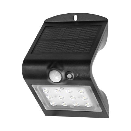 SILOE LED 1,5W, lampa solarna z czujnikiem ruchu 120st, 190lm, IP65, 4000K, 1200mAh, podwójne źródło światła, czarna