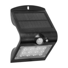 SILOE LED 1,5W, lampa solarna z czujnikiem ruchu 120st, 190lm, IP65, 4000K, 1200mAh, podwójne źródło światła, czarna