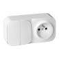 Łącznik natynkowy świecznikowy z gniazdem ToDo IP20 2P+Z biały