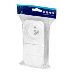 Łącznik natynkowy świecznikowy z gniazdem ToDo IP20 2P+Z biały