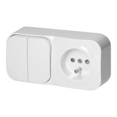Łącznik natynkowy świecznikowy z gniazdem ToDo IP20 2P+Z biały