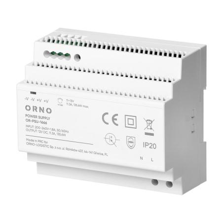 Zasilacz na szyne DIN 12V DC 11.3 A 135.6W, 6 modułów