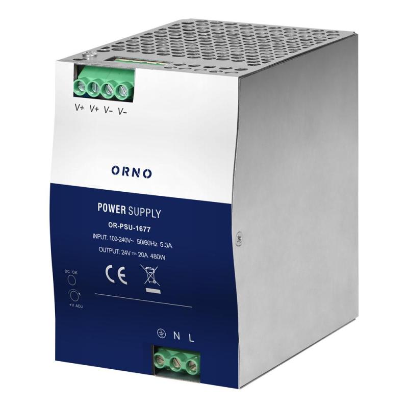 Zasilacz przemysłowy, na szynę DIN, 24V DC, 20A, 480W Zasilacz przemysłowy, na szynę DIN, 24V DC, 20A, 480W