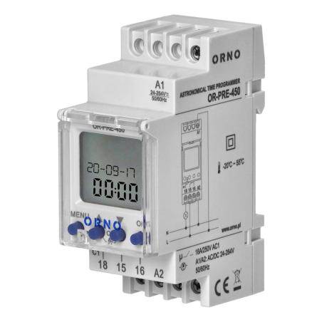Programator astronomiczny i czasowy, 52 programy, 16A/230V, przerwa nocna,  OR-PRE-450